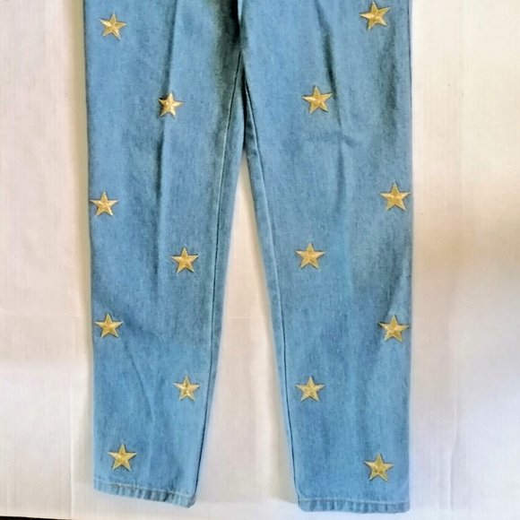 Vintage Golden Star Embroidered High Rise Jeans Women Sz 8 Made in USA Waist 27" - Picture 2 of 4